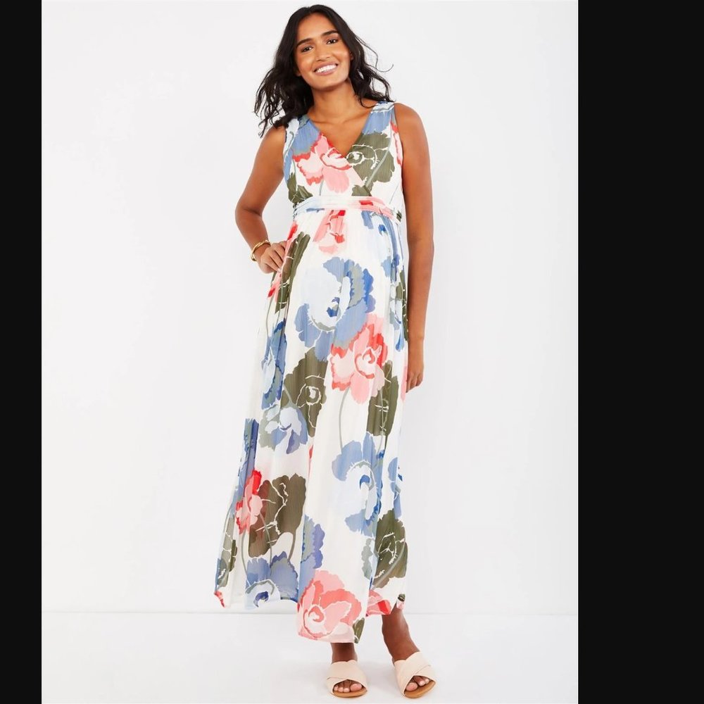 Motherhood Maternity Floral Chiffon Maxi Dress